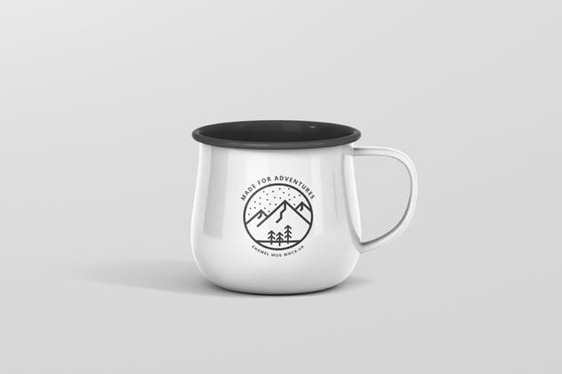 高分辨率圆形珐琅杯子样机 Round Enamel Mug Mockup插图(1)