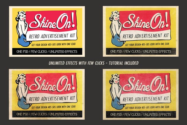 19世纪40-50年代复古风格广告设计图层样式 Shine On – Retro Advertisement Kit插图1