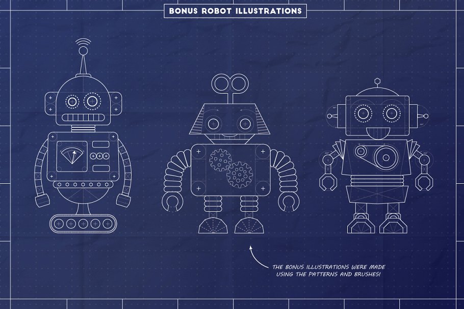 工业蓝图设计图风格设计AI模板工具包 The Complete Vector Blueprint Kit插图(3)