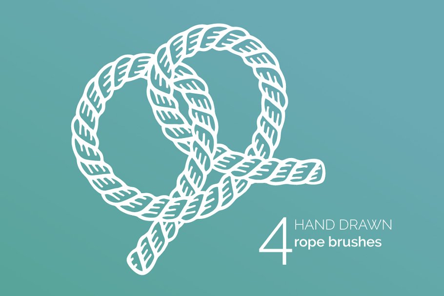 4款手绘老式绳索形状AI笔刷 4 Hand Drawn Vintage Rope Brushes插图2