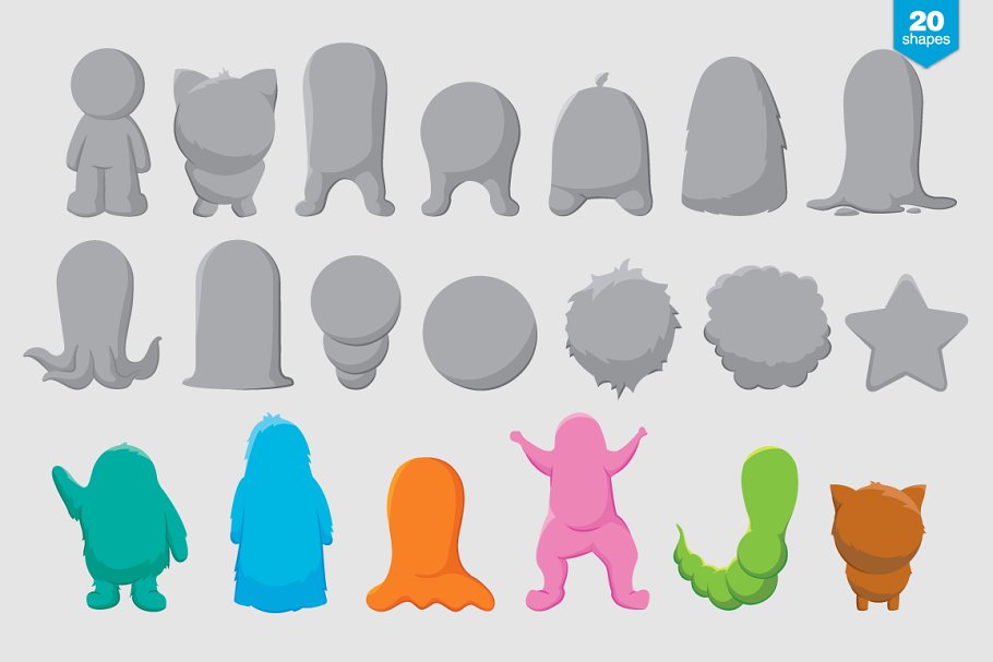 卡通怪物形象设计工具包 Monster and Character Creation Kit插图(1)