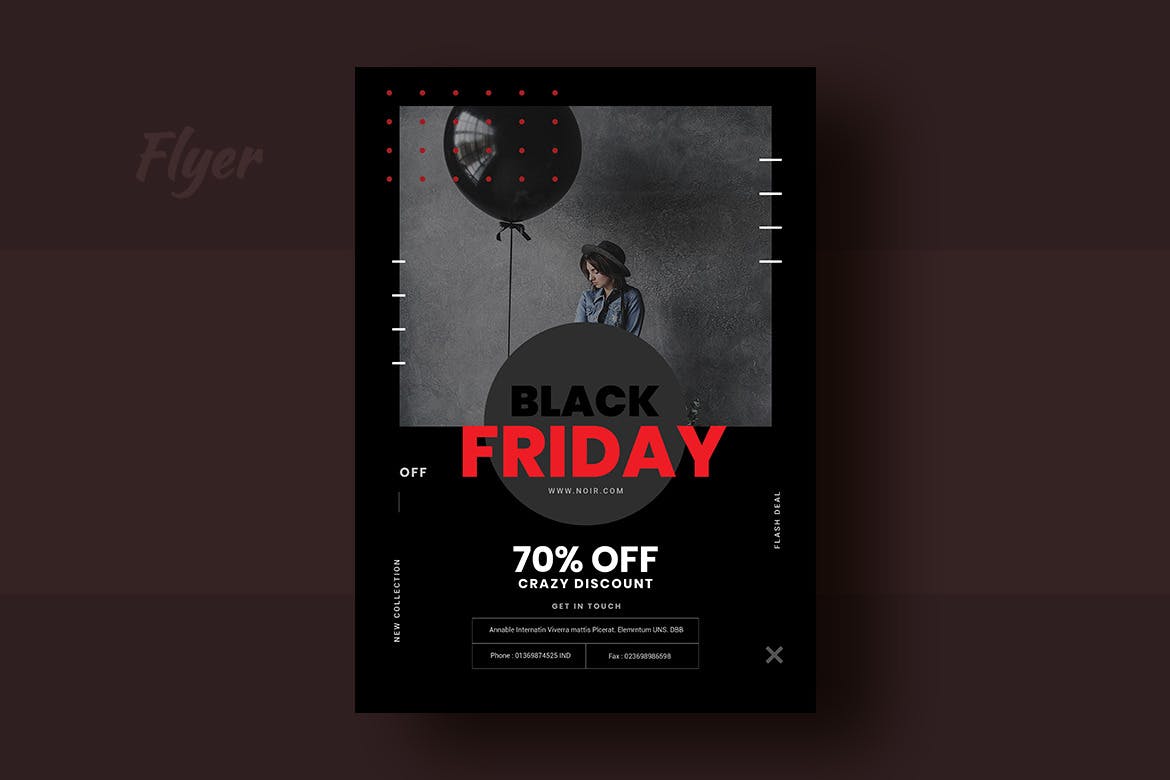 服装品牌创意黒五购物折扣广告海报传单设计模板 Black Friday Flyer Template插图