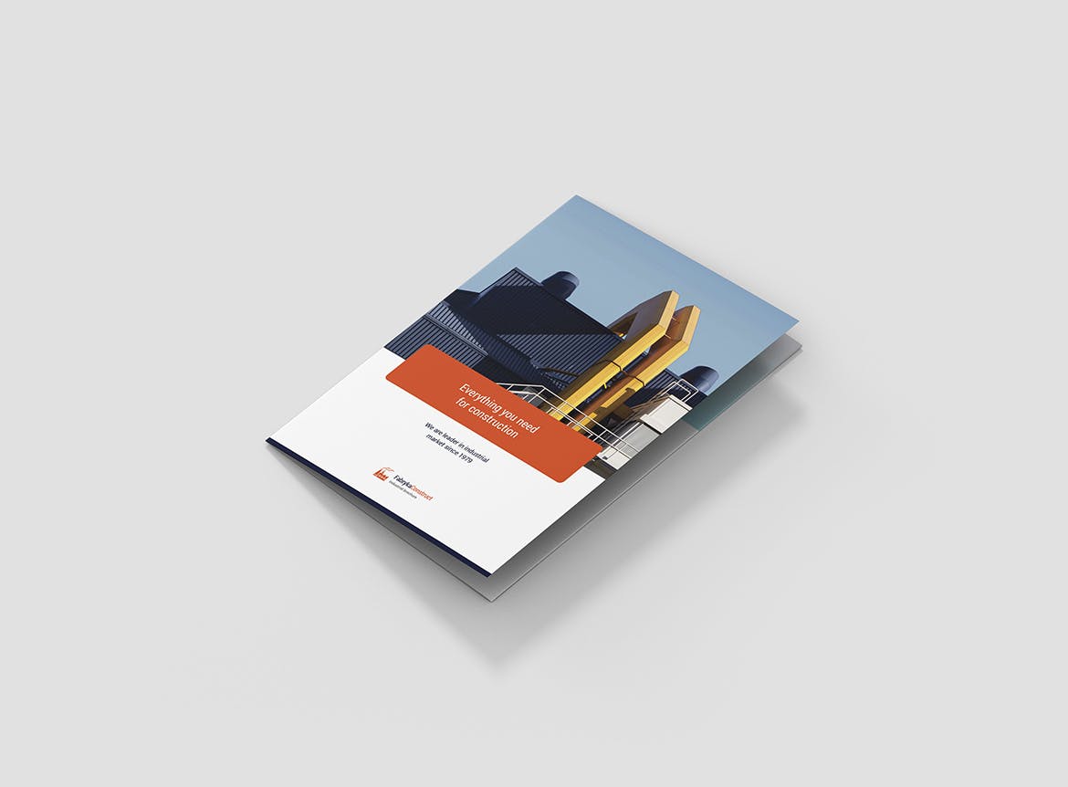 现代化工厂简介三折页宣传单设计模板[A4尺寸] Brochure – Factory Tri-Fold A5插图(1)