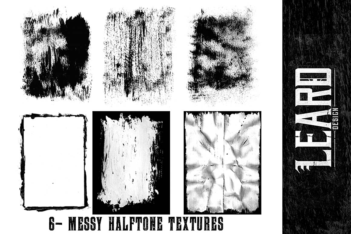 一组Messy Halftone纹理素材 6 Free Messy Halftone Textures [PSD]插图