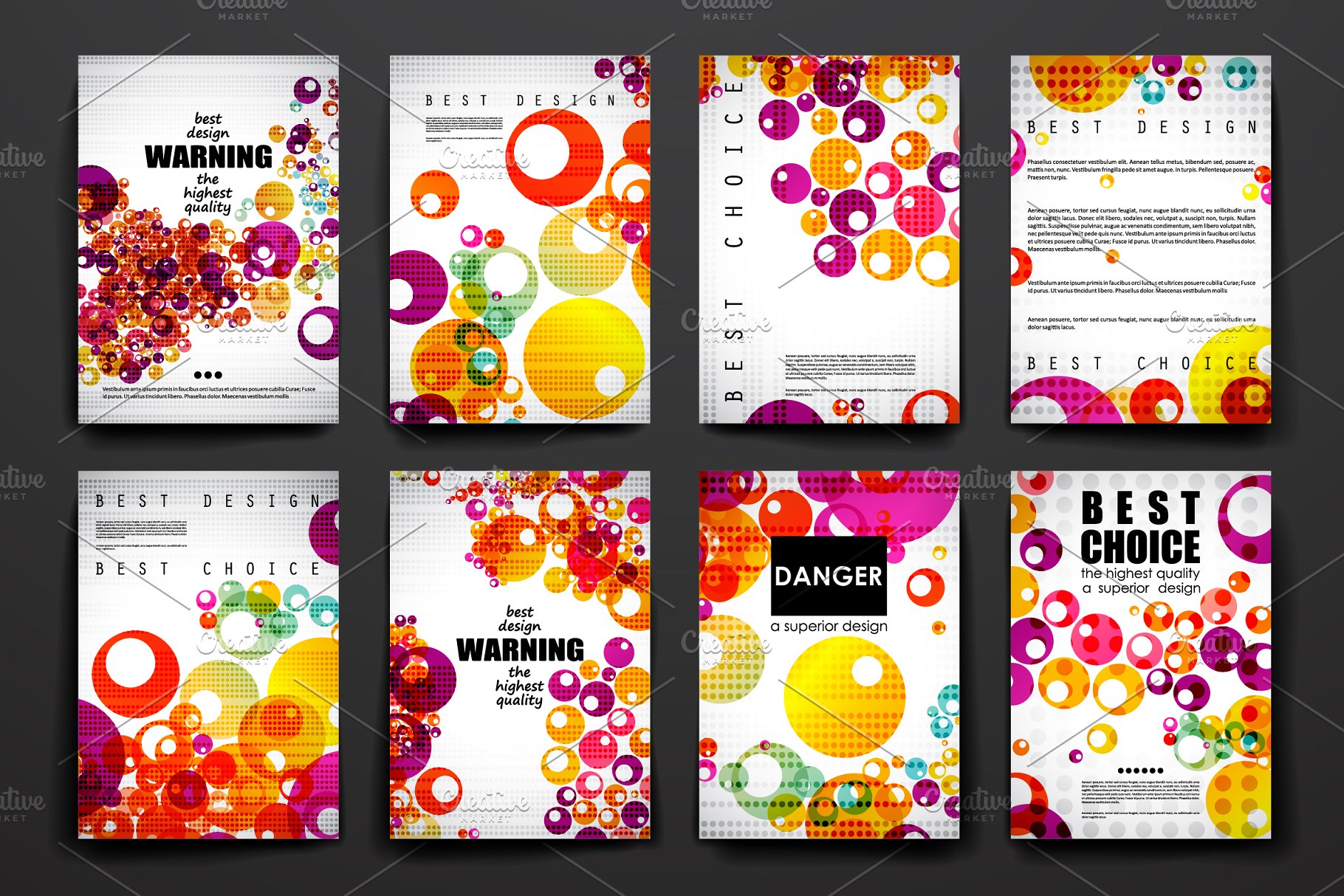 多彩抽象几何杂志画册模板 Colourful brochure templates插图4