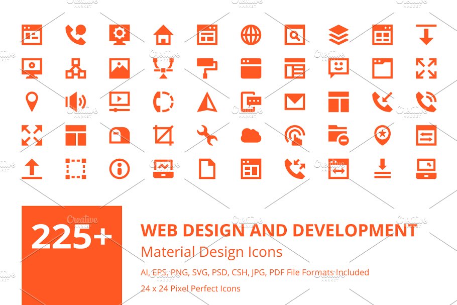 225+网页设计＆开发图标素材 225+ Web Design and Development Icon插图