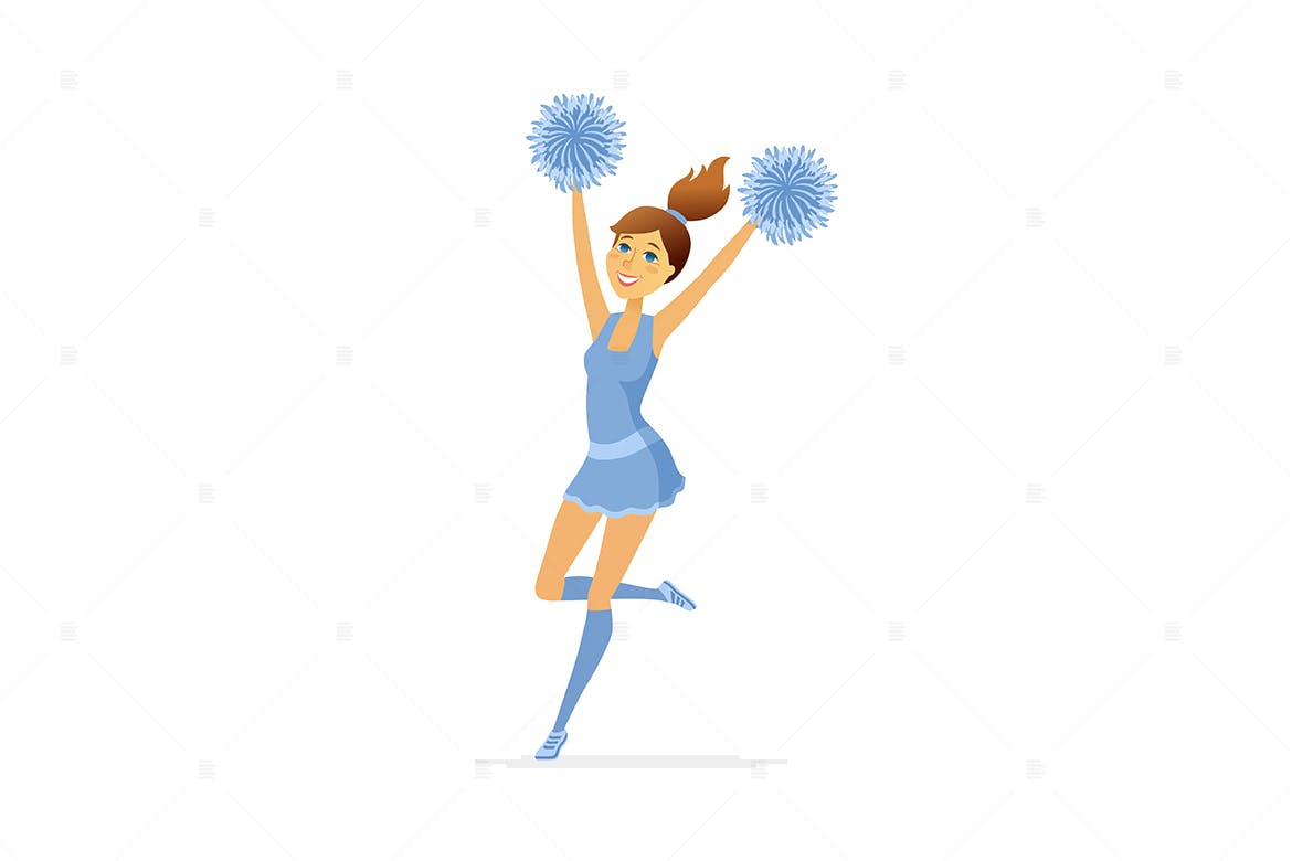 舞蹈啦啦队长卡通人物矢量图形设计素材 Dancing cheerleader – cartoon people character插图1