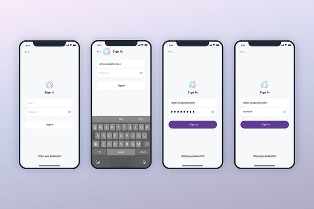 极简设计风格APP登陆页面UI设计模板 SignIn SignUp Mobile Ui – FP插图(1)