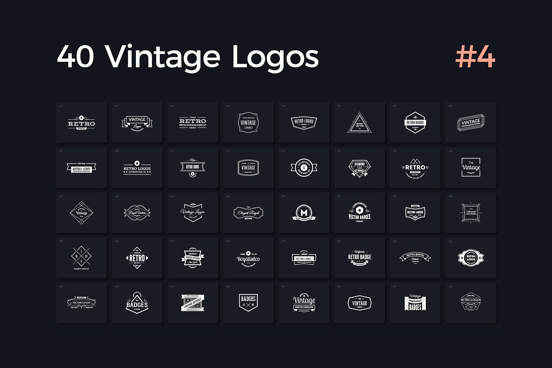 40个复古风格Logo标志设计模板合集v4 40 Vintage Logos Vol. 4插图