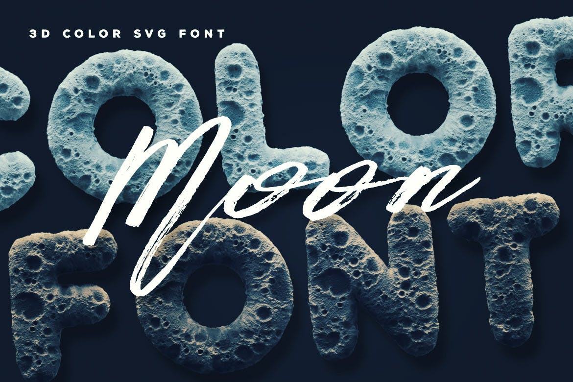 月球表面岩石纹理特色英文字体下载插图