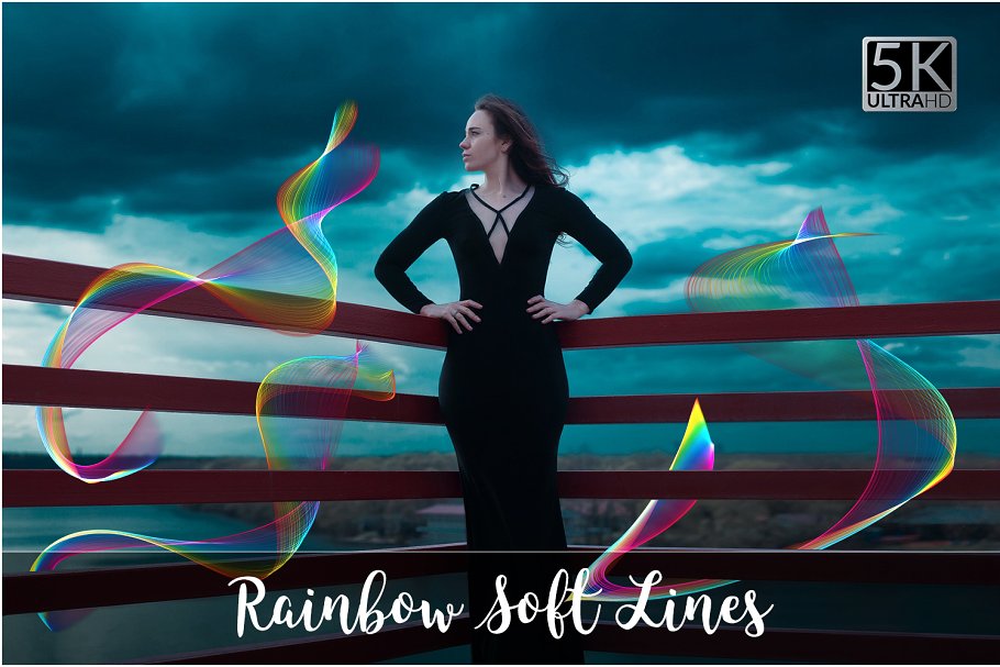 5K高分辨率彩虹柔和线条叠层背景 5K Rainbow Soft Lines Overlays插图