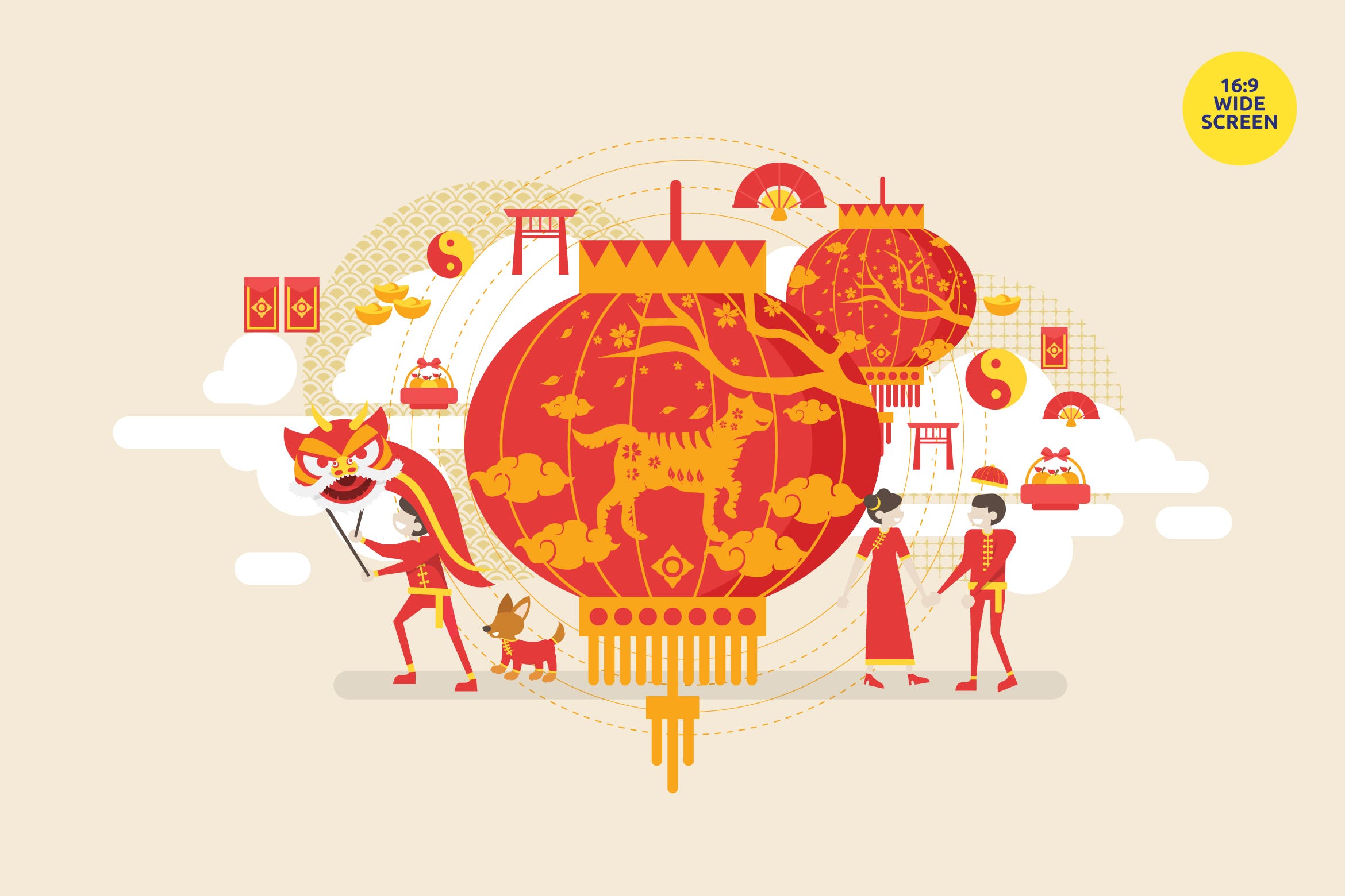 中国新年矢量概念插画素材 Chinese New Year Vector Illustration Concept插图