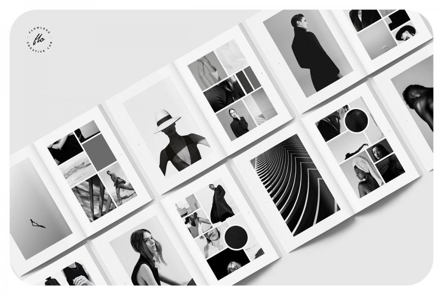 SUNDAY时尚黑白摄影图册设计模板插图4