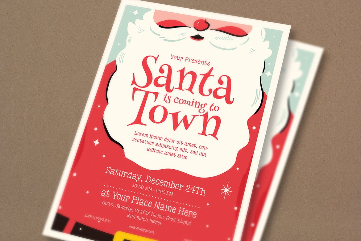 圣诞老人主题活动海报传单设计模板 Christmas Santa Event Flyer插图(2)