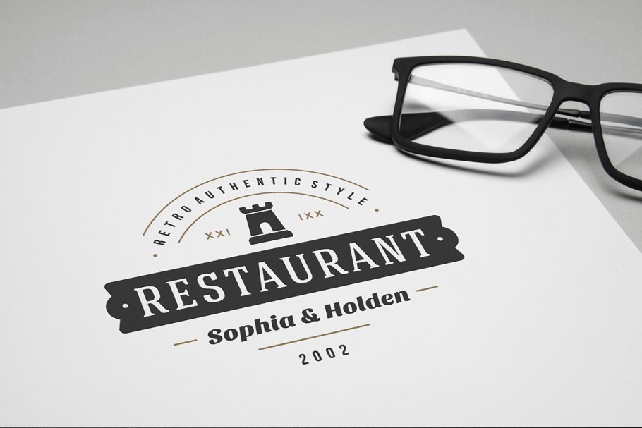 80款西餐厅品牌Logo和徽标模板 80 Restaurant Logotypes and Badges插图(6)
