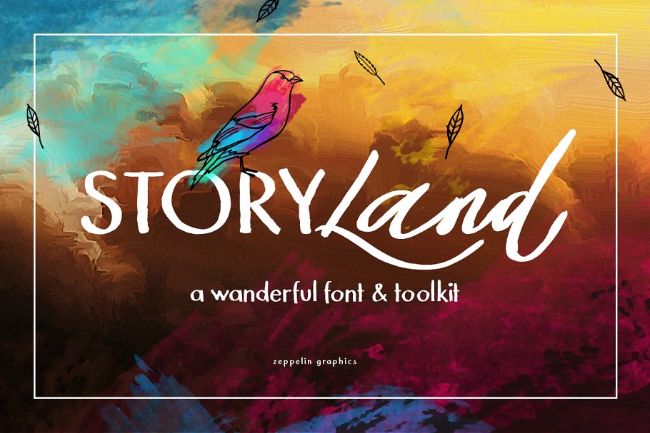 手绘字体+元素+Logo模板设计工具包 Storyland Font & Toolkit插图