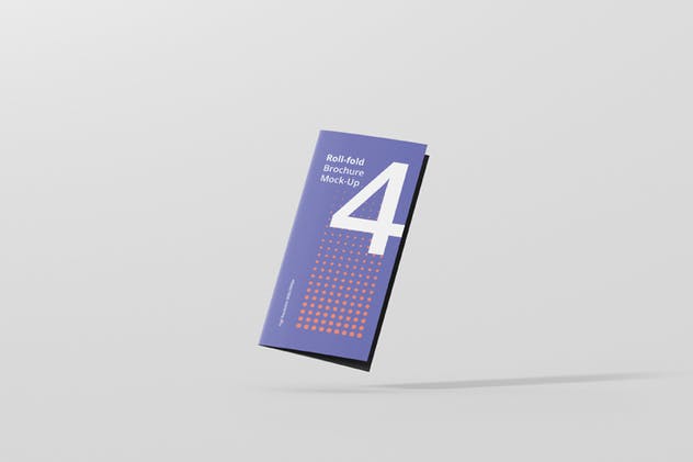 四折页迷你DL传单小册子样机模板 Roll-Fold Brochure Mockup – DL DIN Lang插图8