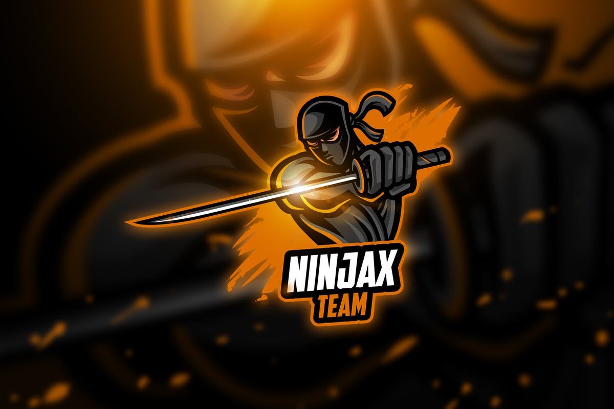 带剑忍者电子竞技战队Logo模板 Ninja – Mascot & Esport Logo插图