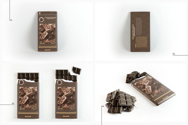 巧克力条食品外包装样机 Chocolate Bar Packaging Mockup插图(3)