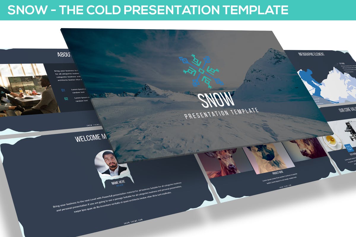 冰雪主题多用途PPT幻灯片模板 SNOW POWERPOINT PRESENTATION TEMPLATE插图