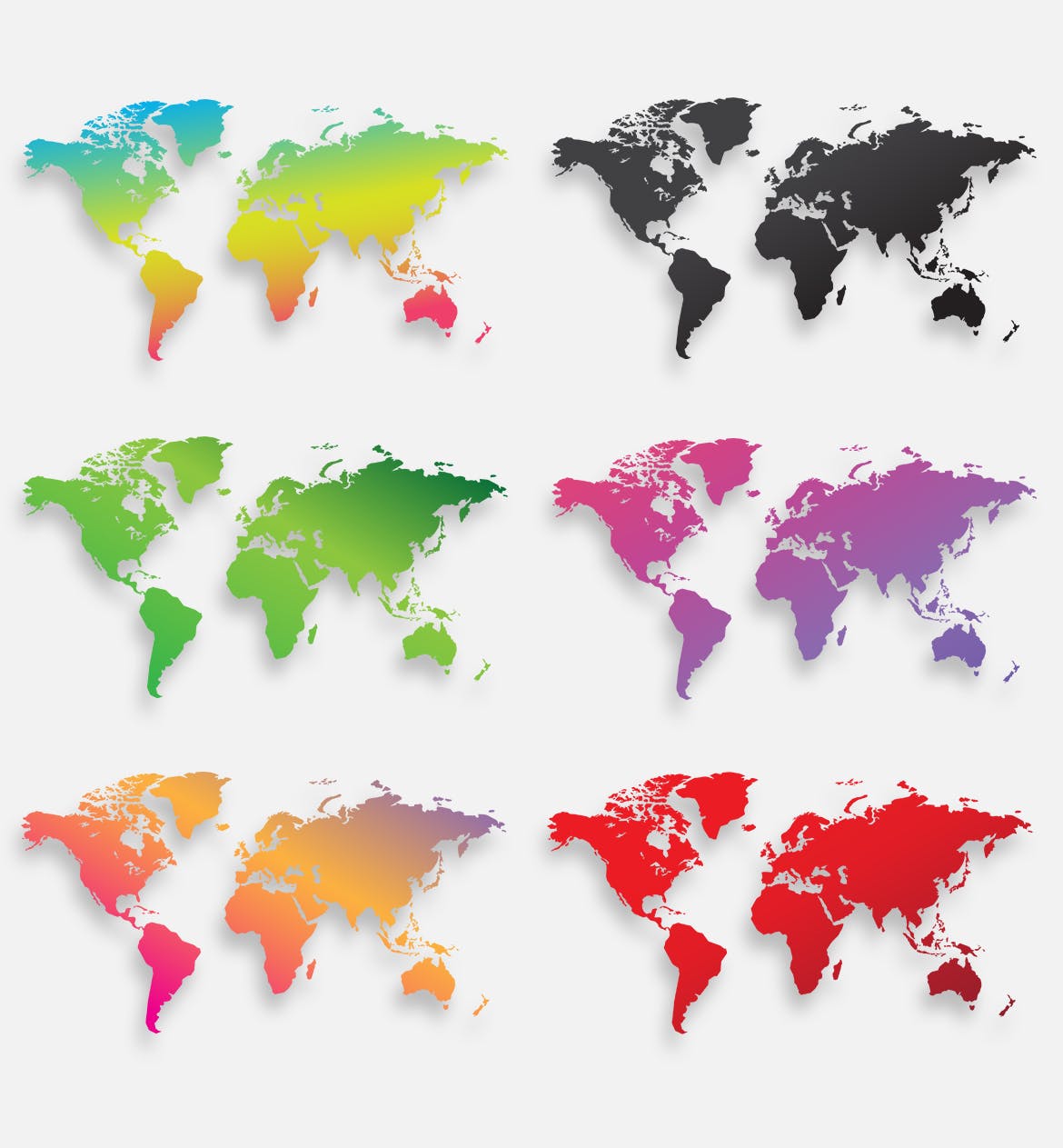 40种设计风格世界地图矢量图形设计素材下载 Map of the world 40 Version插图(6)