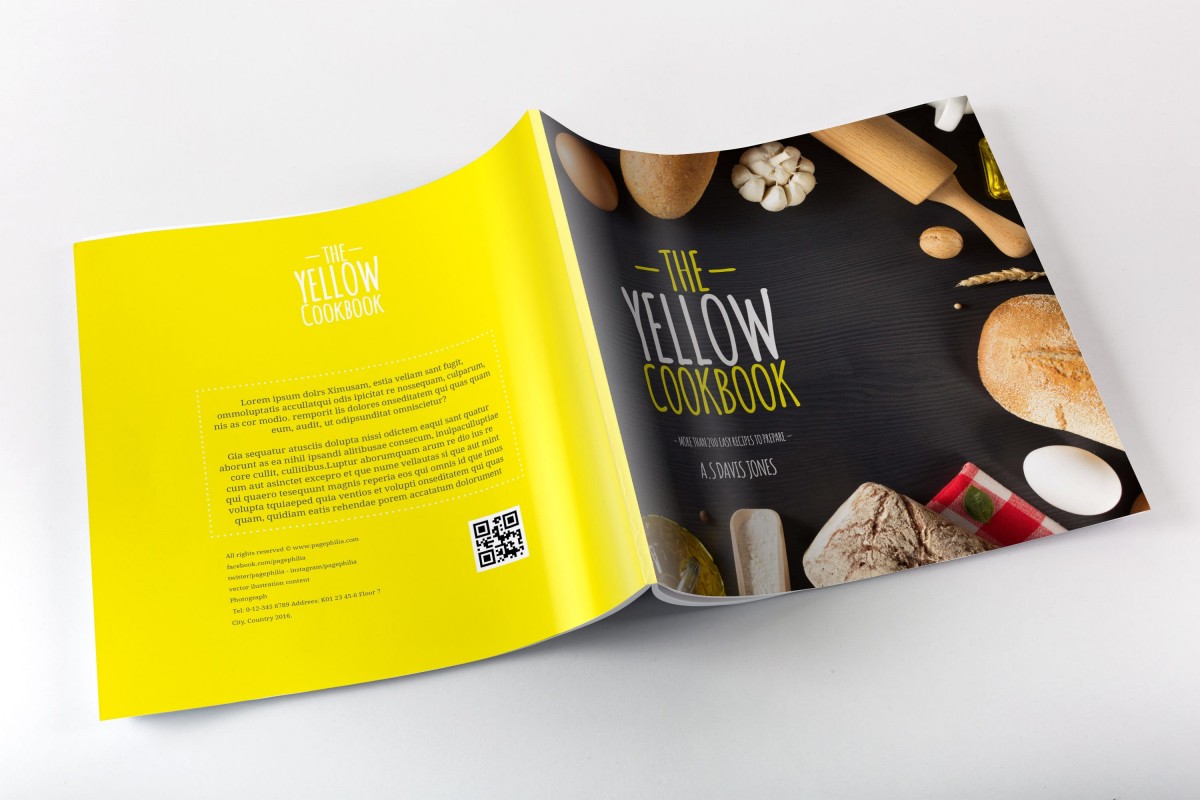 黄色调菜谱食谱模板 Yellow Cookbook, Free Bakery CookBook Template for InDesign插图(4)