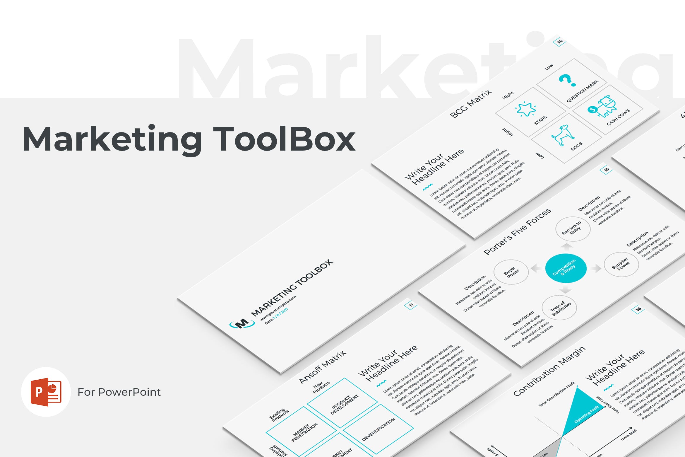 市场营销部门必备PPT幻灯片模板素材 Marketing Toolbox PowerPoint Template插图