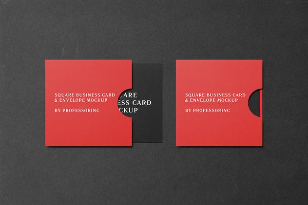 黑色方形商业名片样机模板 Square Business Card Mockup – Black Edition插图6