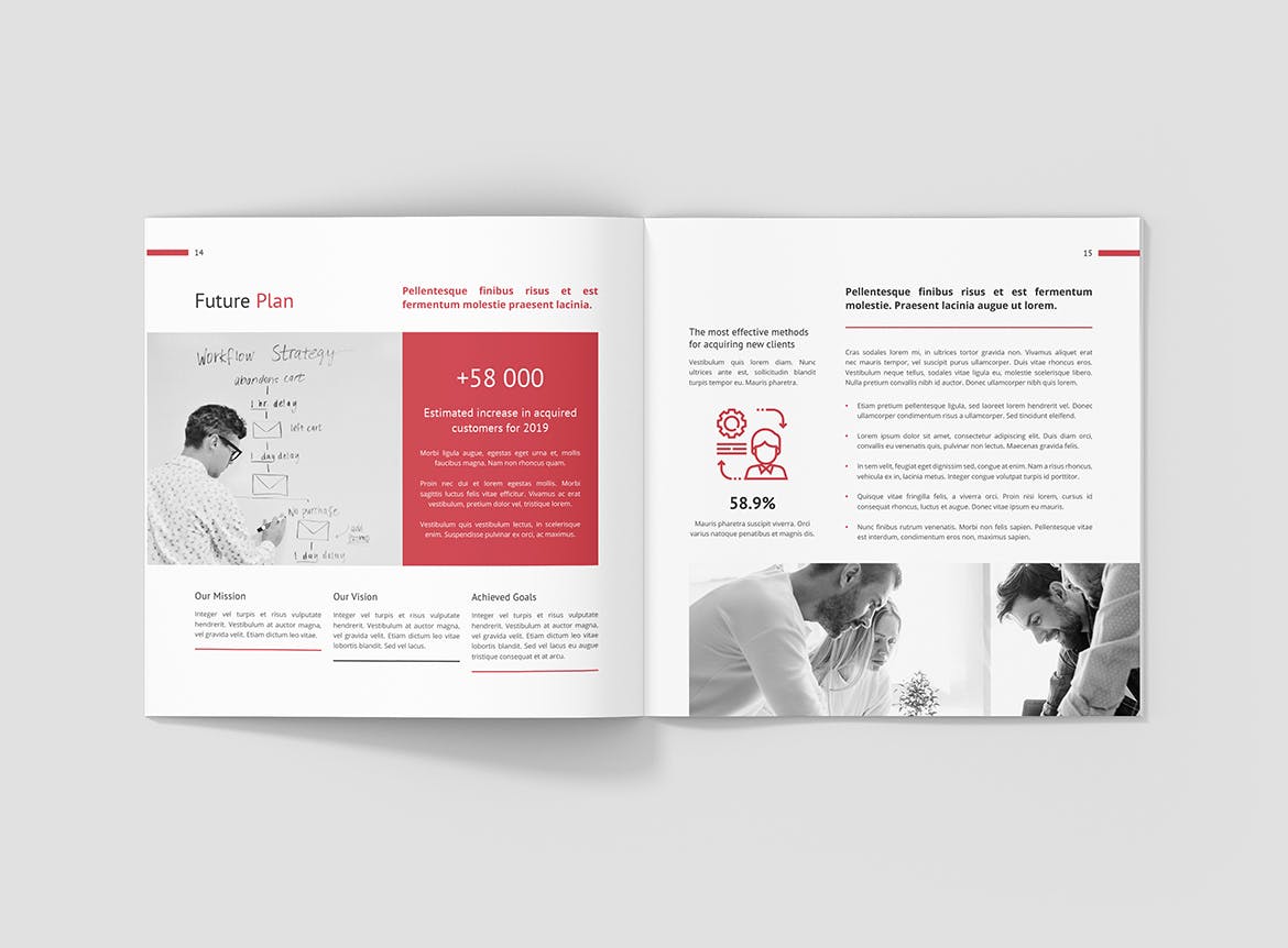 方形企业宣传画册/年度报告设计模板 Business Marketing – Company Profile Square插图(8)