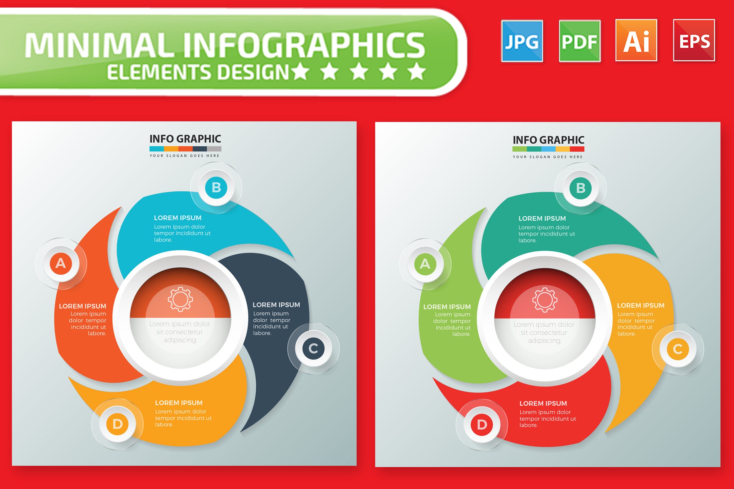 PPT幻灯片要点归纳扇形信息图表设计模板 Infographic Elements插图