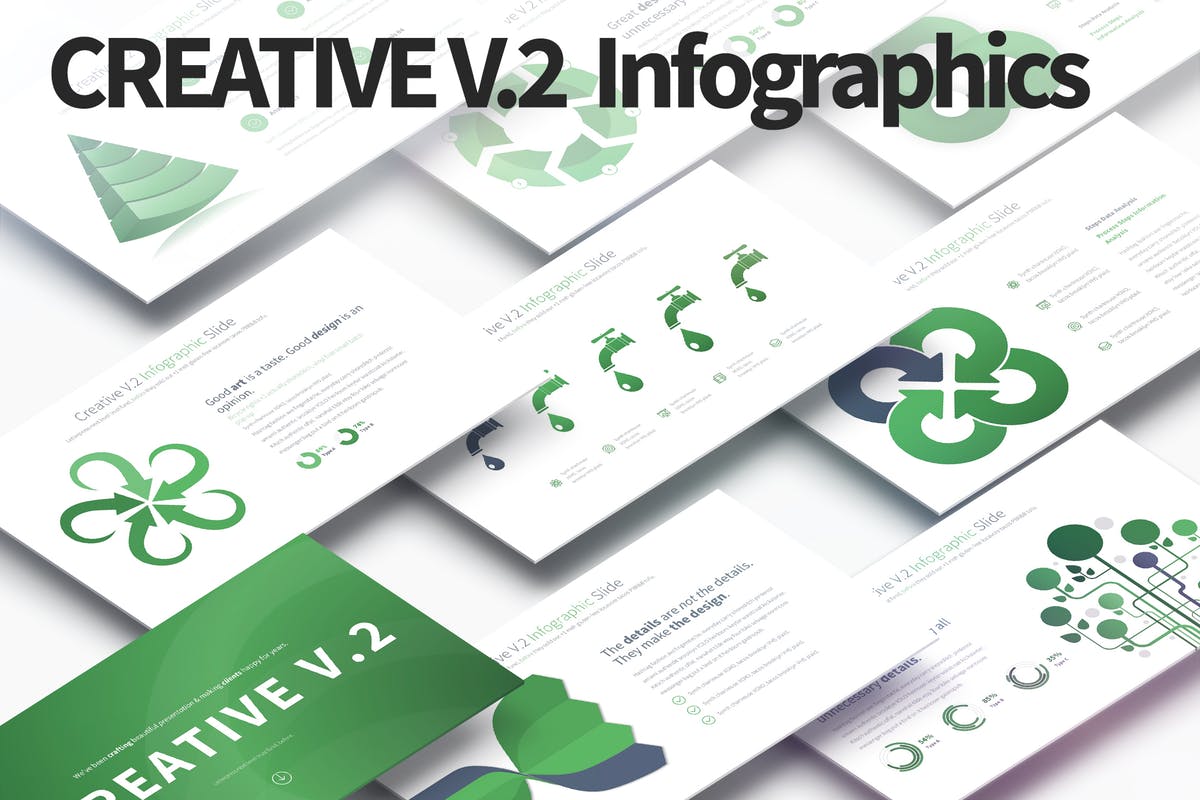 市场数据报告信息图表PPT幻灯片设计模板 Creative V.2 – PowerPoint Infographics Slides插图