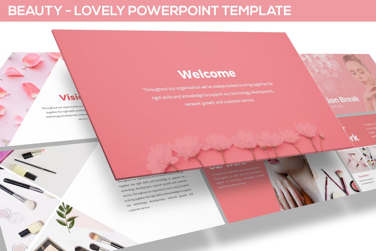 美容化妆品牌演示PowerPoint幻灯片设计模板 Beauty – Powerpoint Template插图
