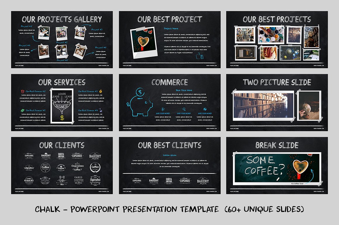 60+独特的粉笔效果PowerPoint演示模板下载Chalk – Powerpoint Template[ppt,pptx]插图(3)