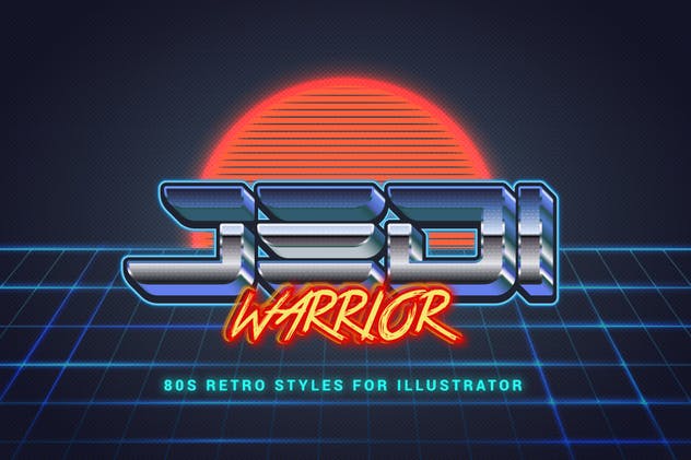 80年代复古插画风格PS字体样式 for AI 80s Retro Illustrator Styles插图4