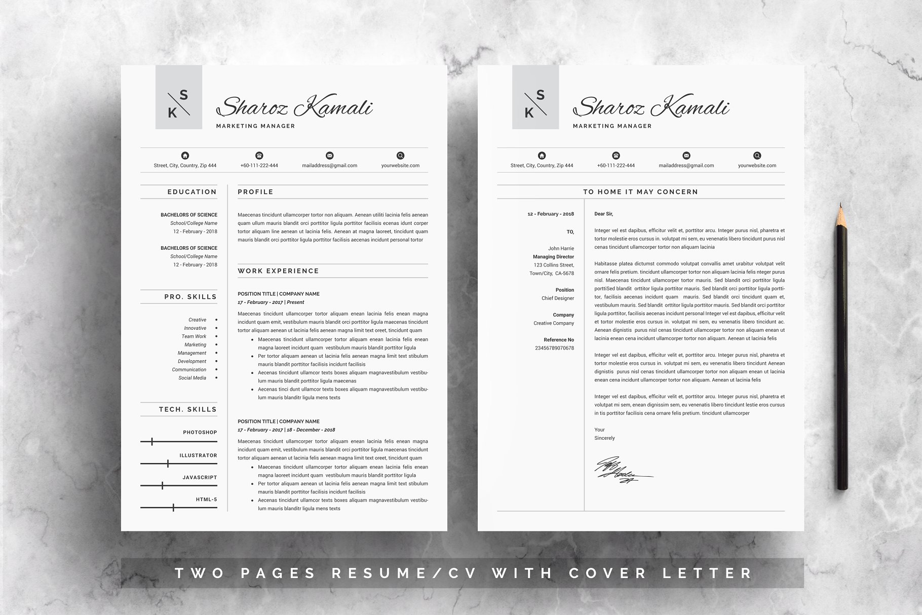 专业简历模板 Resume Template | 4 Pages Pack插图(3)