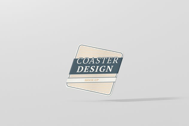 高品质圆角方形杯垫样机 Square Coaster Mock-Up Round Corner插图(2)