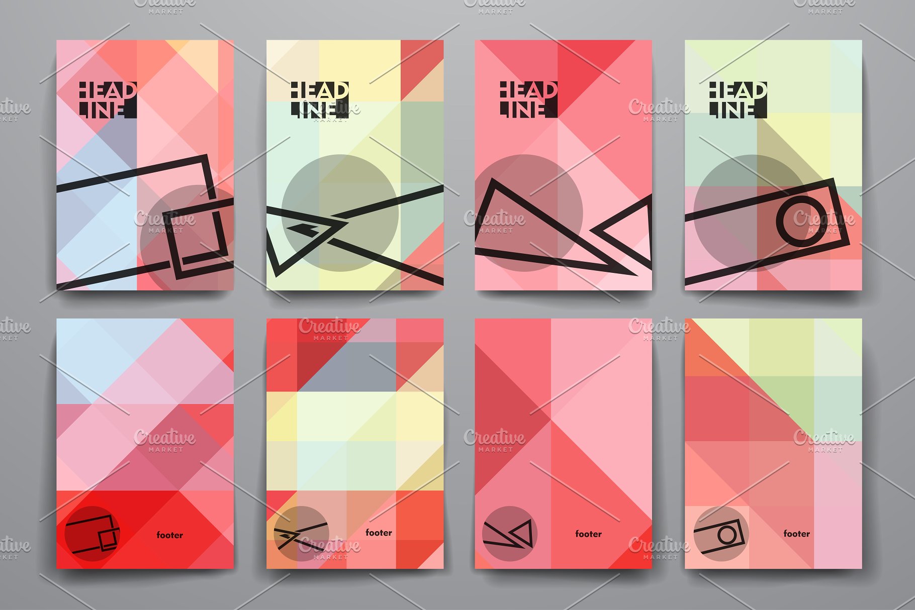 几何图形背景画册模板合集 Big Pack Geometrical Brochures插图(2)