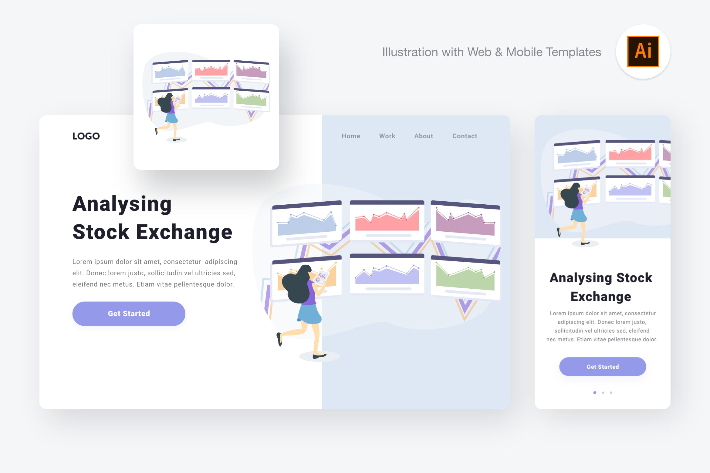 证券交易所图解矢量插画素材[AI&SVG] Analysing stock exchange illustration (AI, SVG)插图