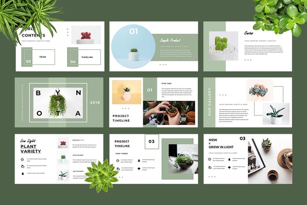 环境景观主题企业PPT幻灯片模板 Botany Powerpoint Presentation插图(2)