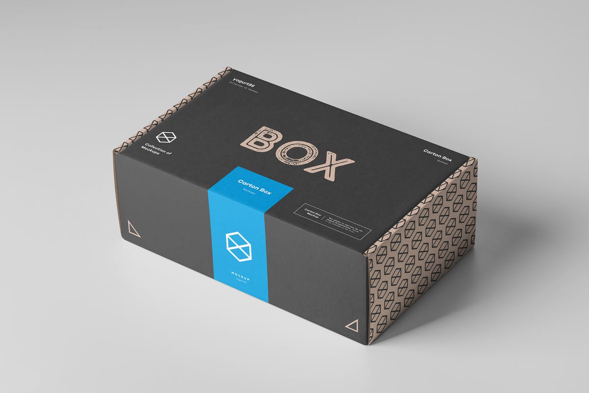 纸箱盒鞋盒礼品盒包装样机模板 Carton Box Mockup 23x14x8插图