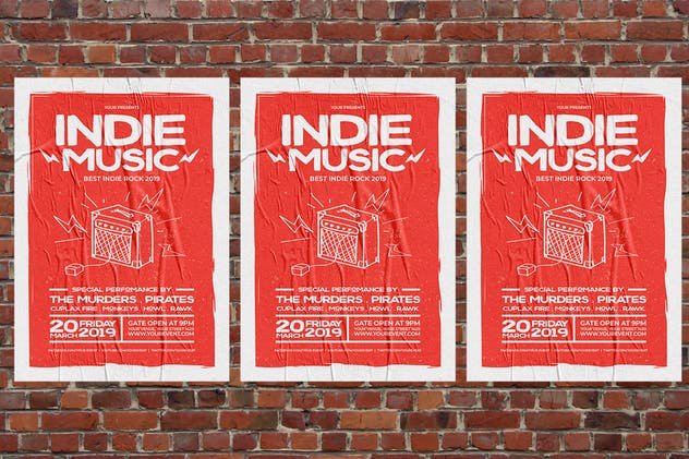 复古创意设计独立音乐活动海报模板 Indie Music Concert插图(3)