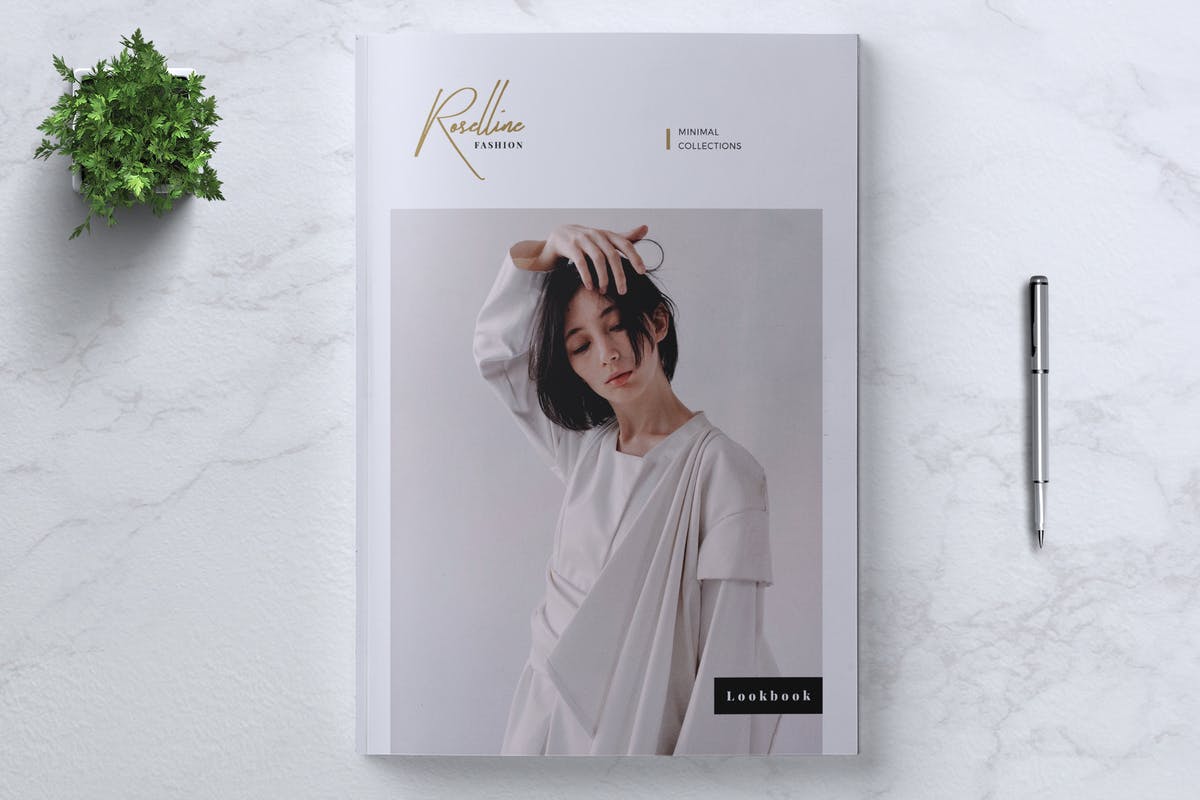 极简设计风时尚品牌产品样板产品目录画册模板 ROSELLINE Minimal Lookbook Fashion插图