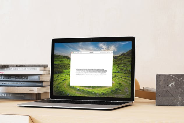 超级本笔记本电脑网页设计展示样机模板 Laptop Mock-up – Interior Set插图4
