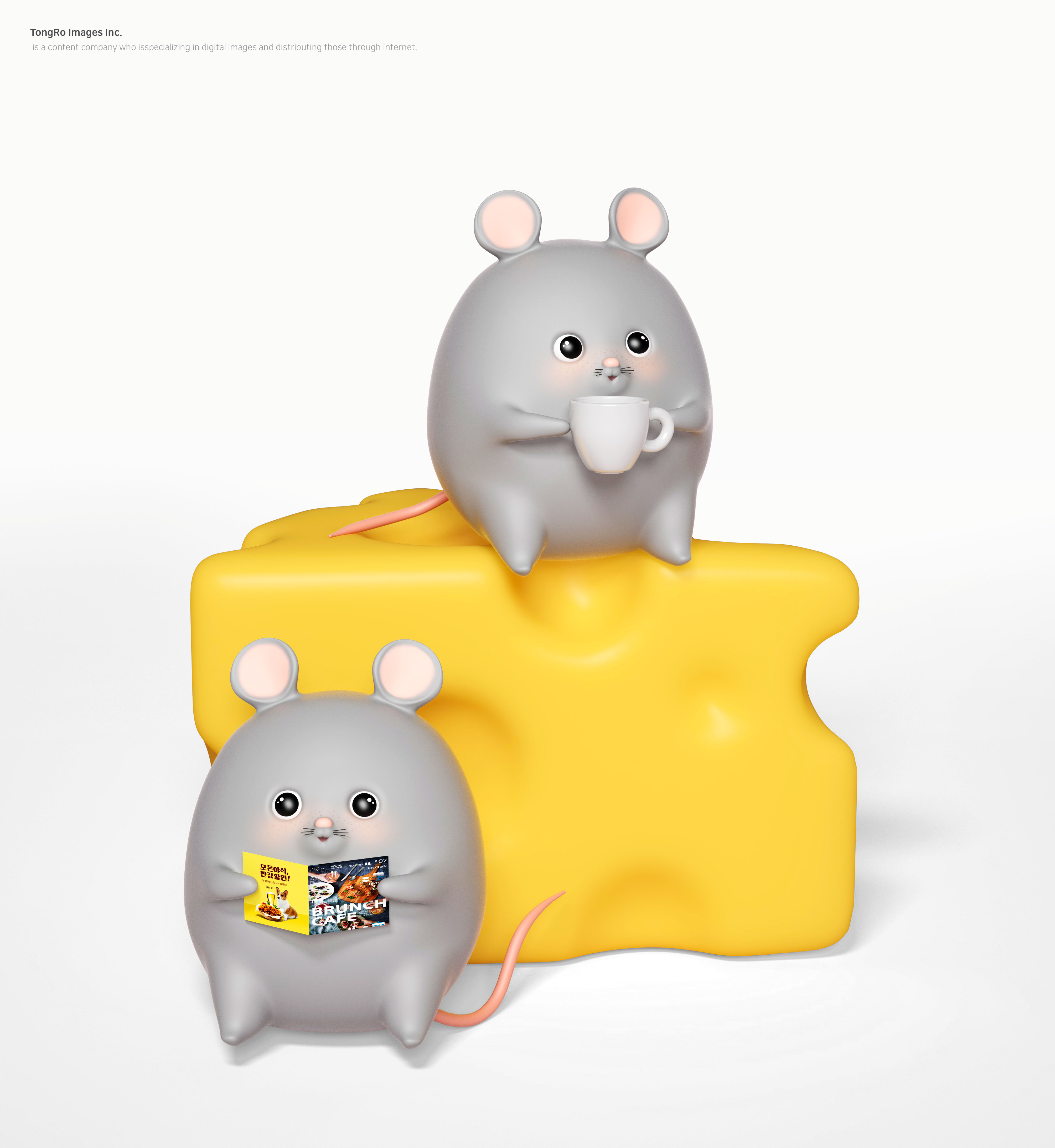 超可爱的两只小胖鼠卡通psd素材插图