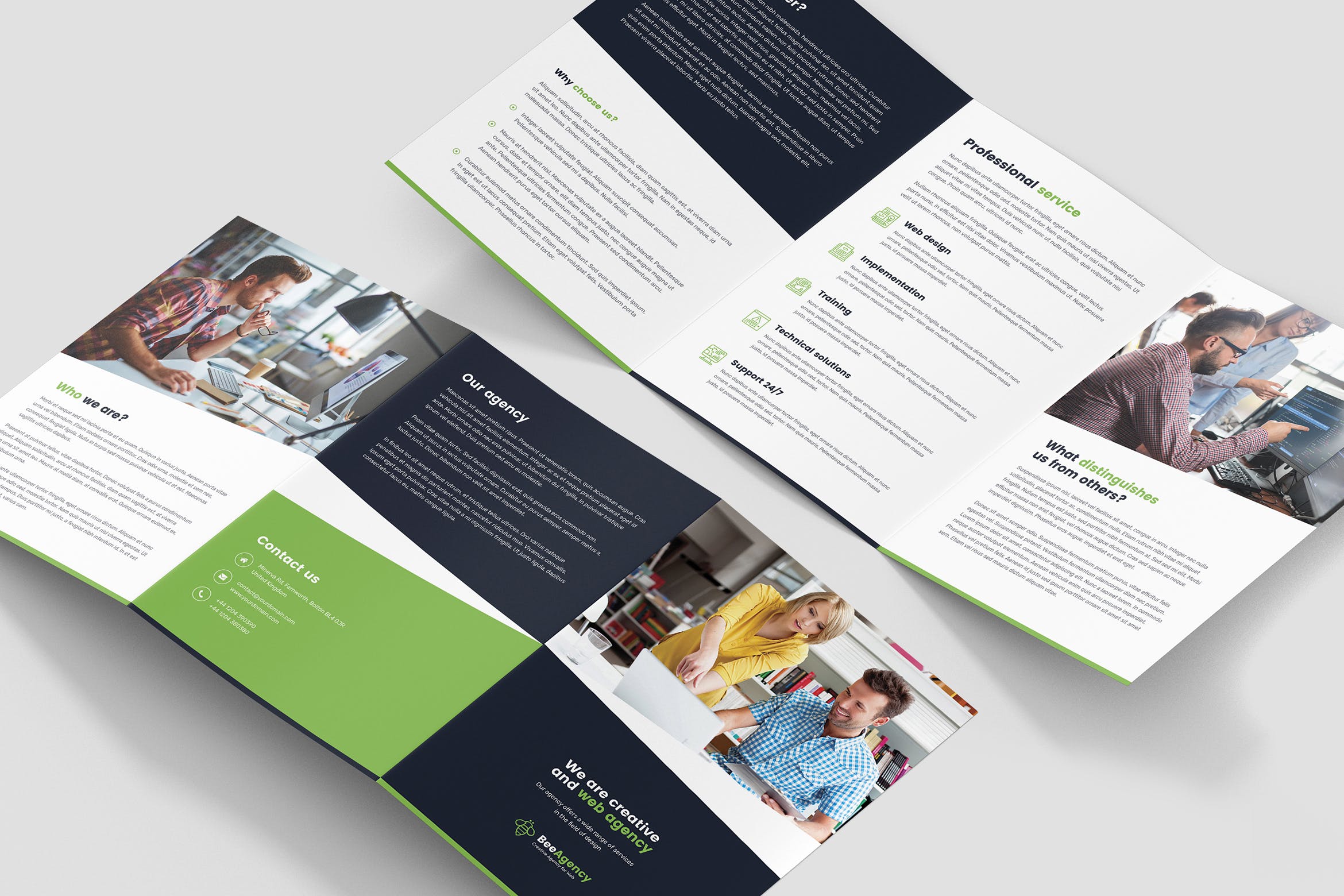 Web网站设计策划公司A5尺寸三折页传单模板 Brochure – Web Agency Tri-Fold A5插图