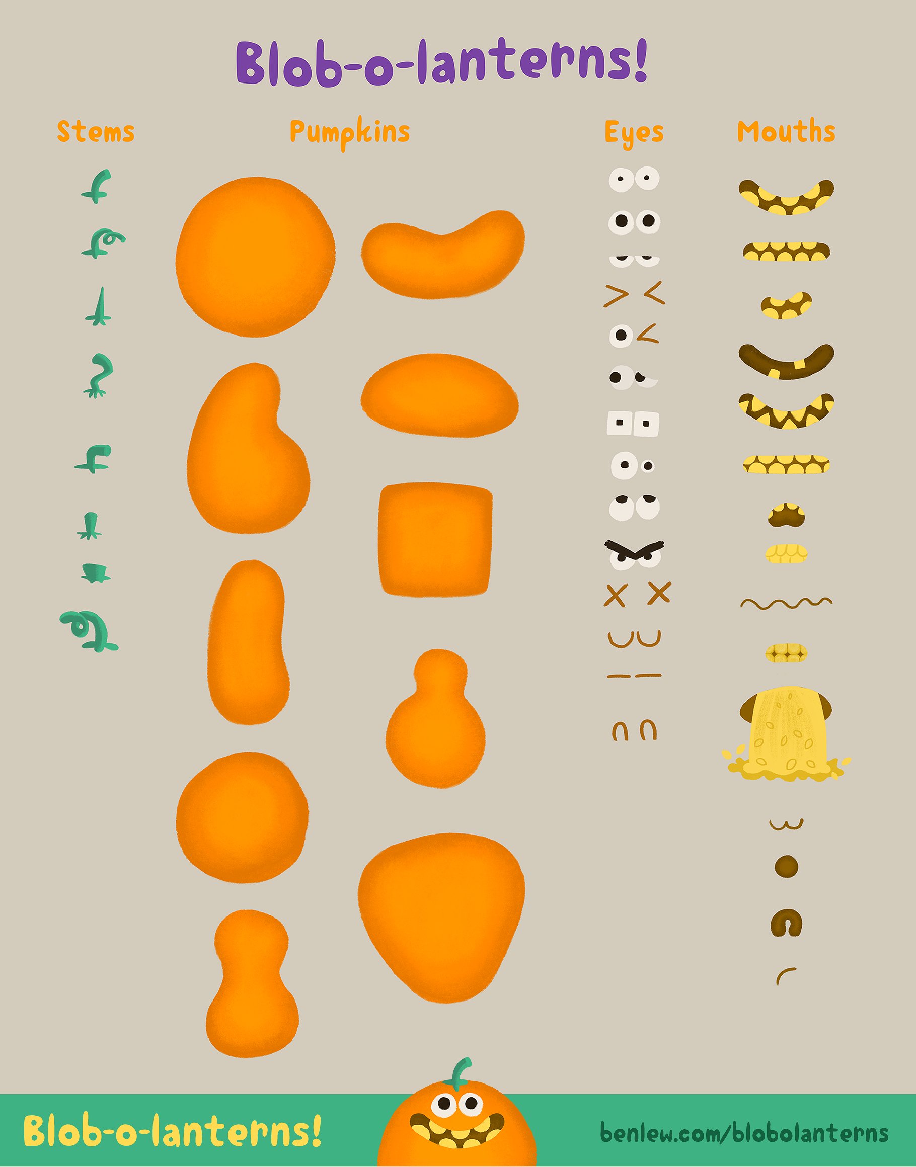 万圣节搞怪南瓜插画 Blob-o-lanterns Graphic Pack插图(2)