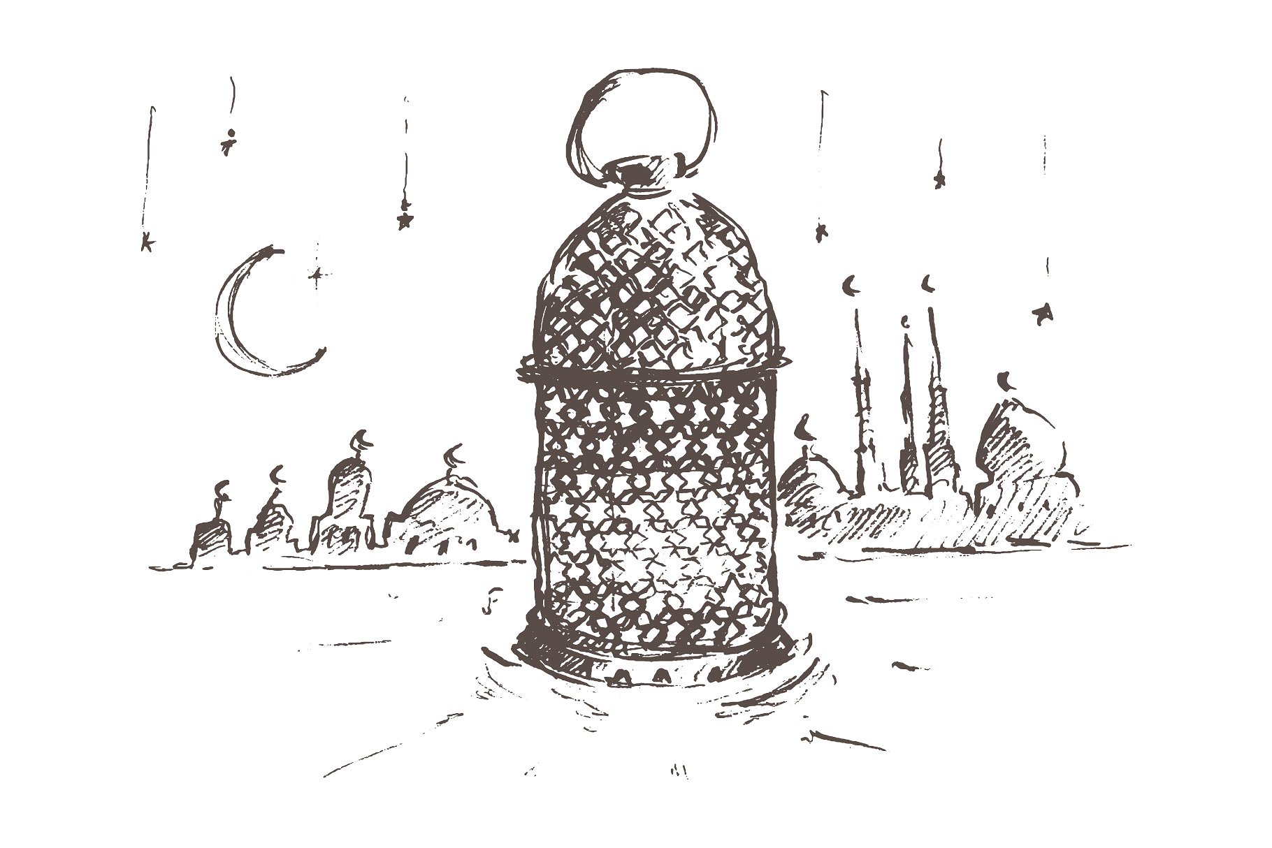 巨大的素描斋月插图合集 Big set of Ramadan Kareem sketches插图1