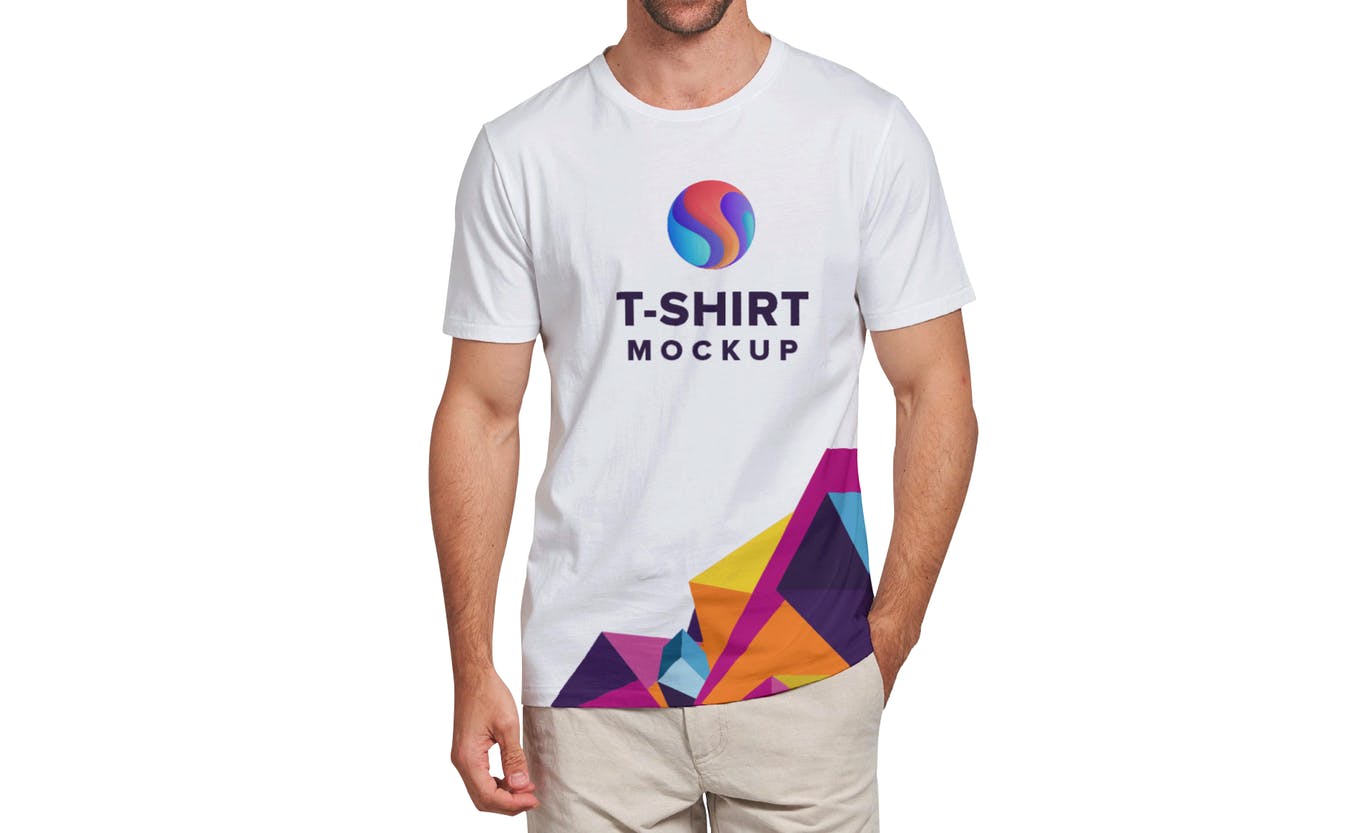 男士T恤设计模特上身正反面效果图样机模板v3 T-shirt Mockup 3.0插图1