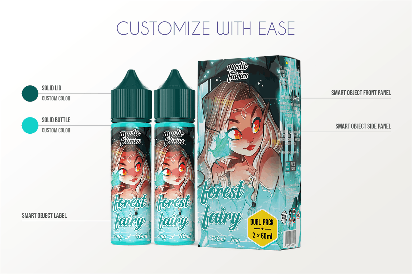 60ml容量电子烟烟油瓶设计样机模板 eLiquid Bottle Mockup v. 60ml-D插图(1)