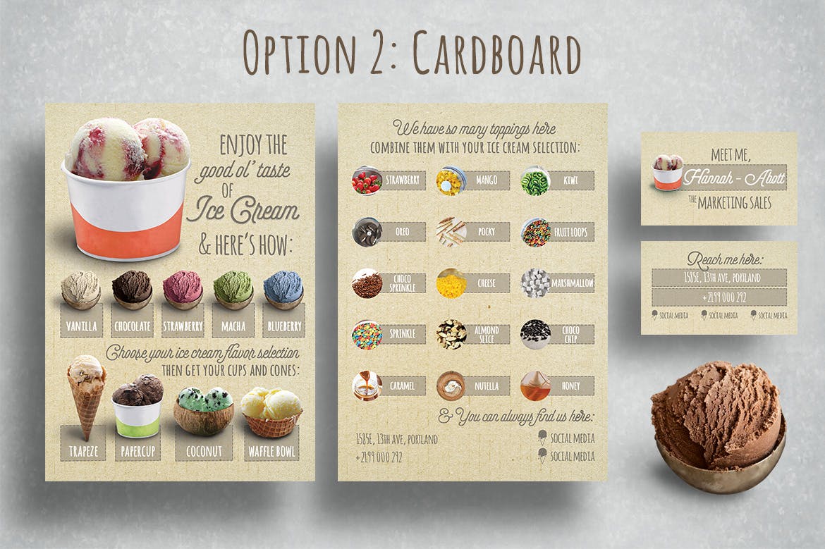 雪糕店宣传pop海报&名片设计模板素材 Modern Ice Cream Parlor Flyer插图(3)